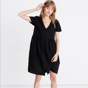 Madewell Linen-Blend V-Neck Button-Front Dress